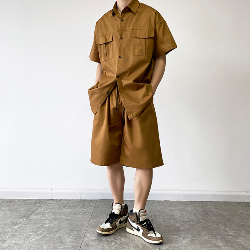 Maxct Two-Piece Square Neck Short Sleeve Shirt and Shorts