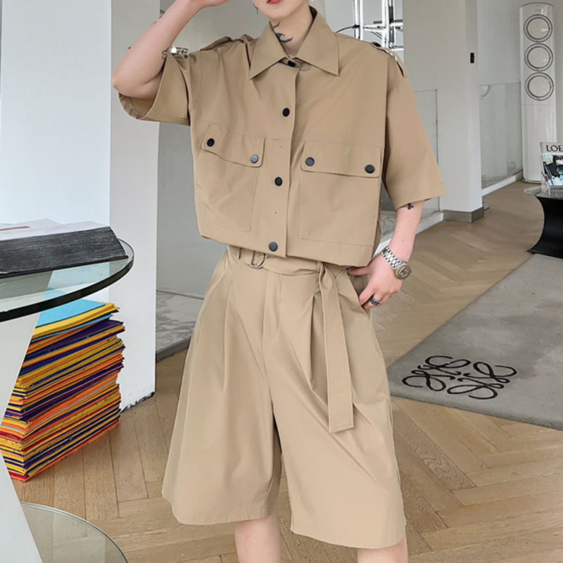 Maxct Single Breasted Shirt And Belted Shorts Set - Image 10