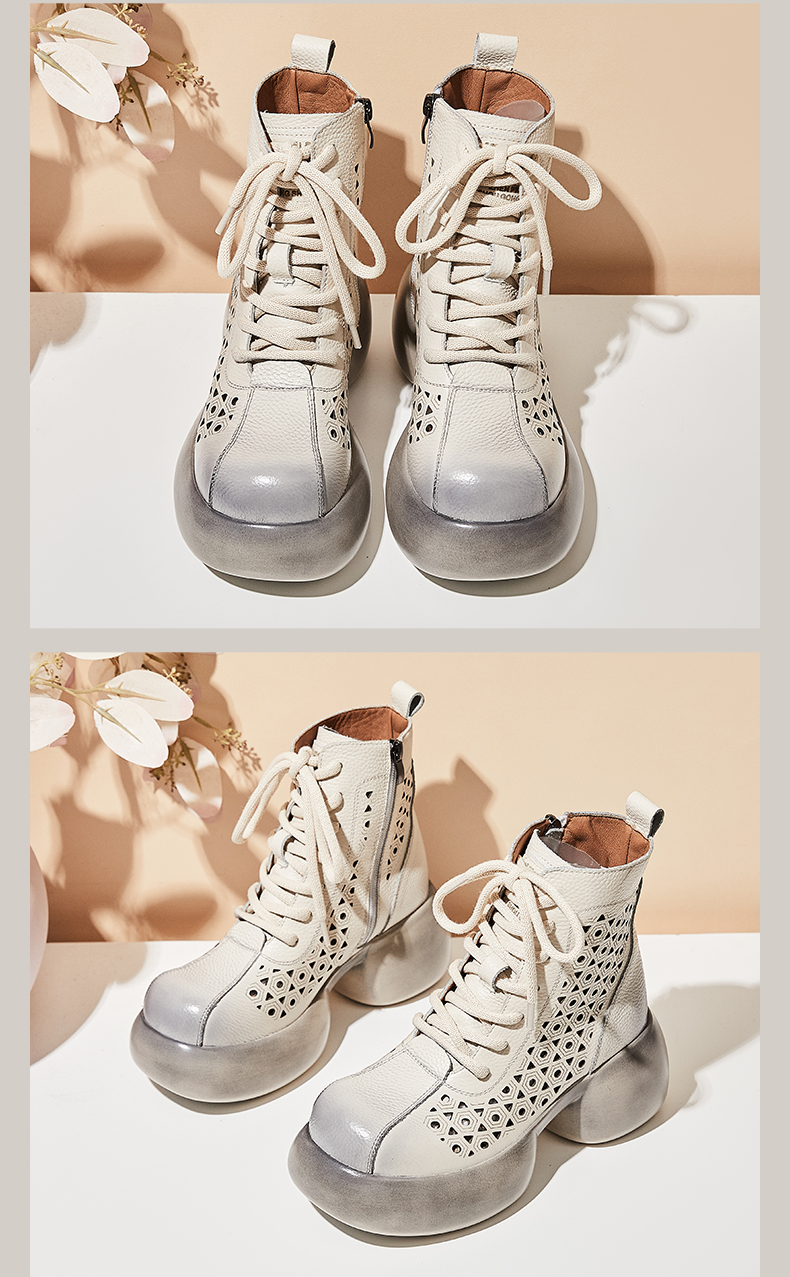 Platform Genuine Leather Ankle Boots for Women
