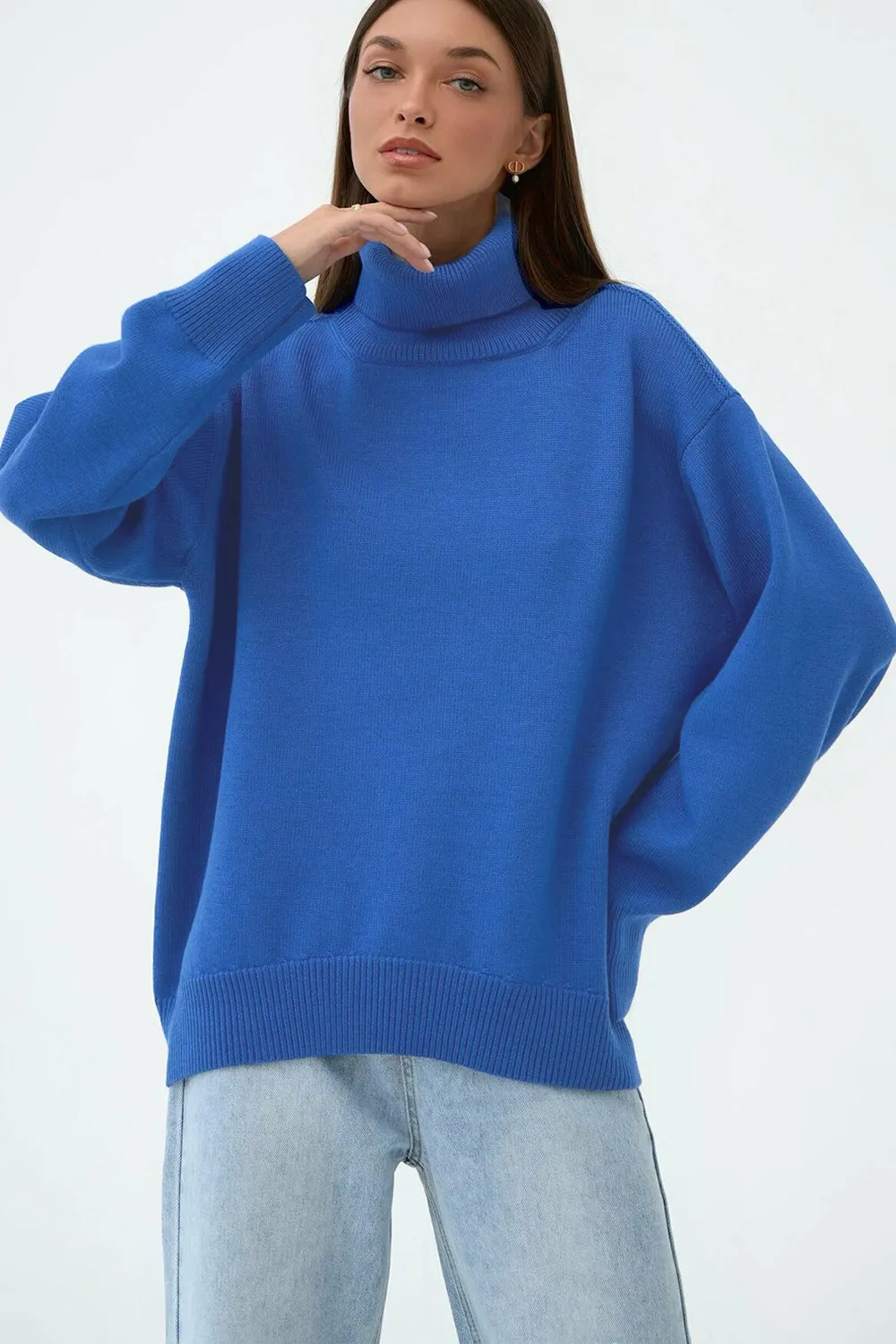Maxct &Turtle Neck Dropped Shoulder Sweater