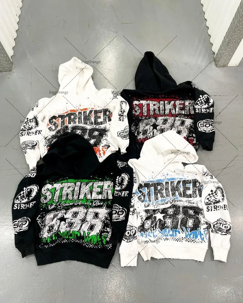 Maxct European and American High Street Fashion Brand Clothing Printed Loose Pullover Hoodie Men Street Hip-hop Oversized Sweatshirt