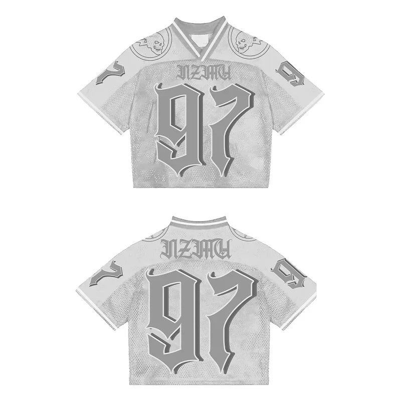Maxct Y2K Street Jersey Mesh Breathable Sportswear Men Retro Trendy Hip Hop Summer Football Training Uniform Oversized Unisex T Shirt