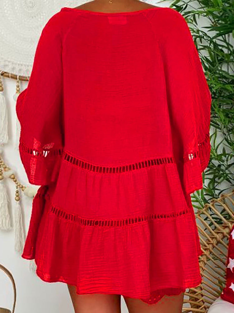 V-neck Cut Out Loose Dress Maxct
