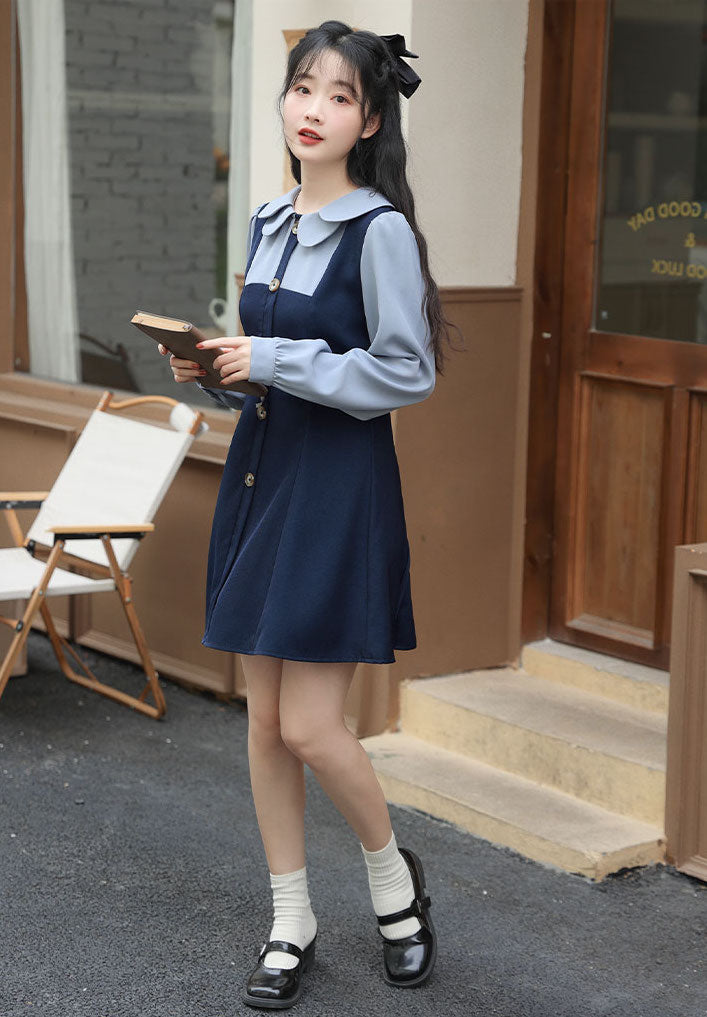Scallop Collar Twofer Mini Dress Maxct