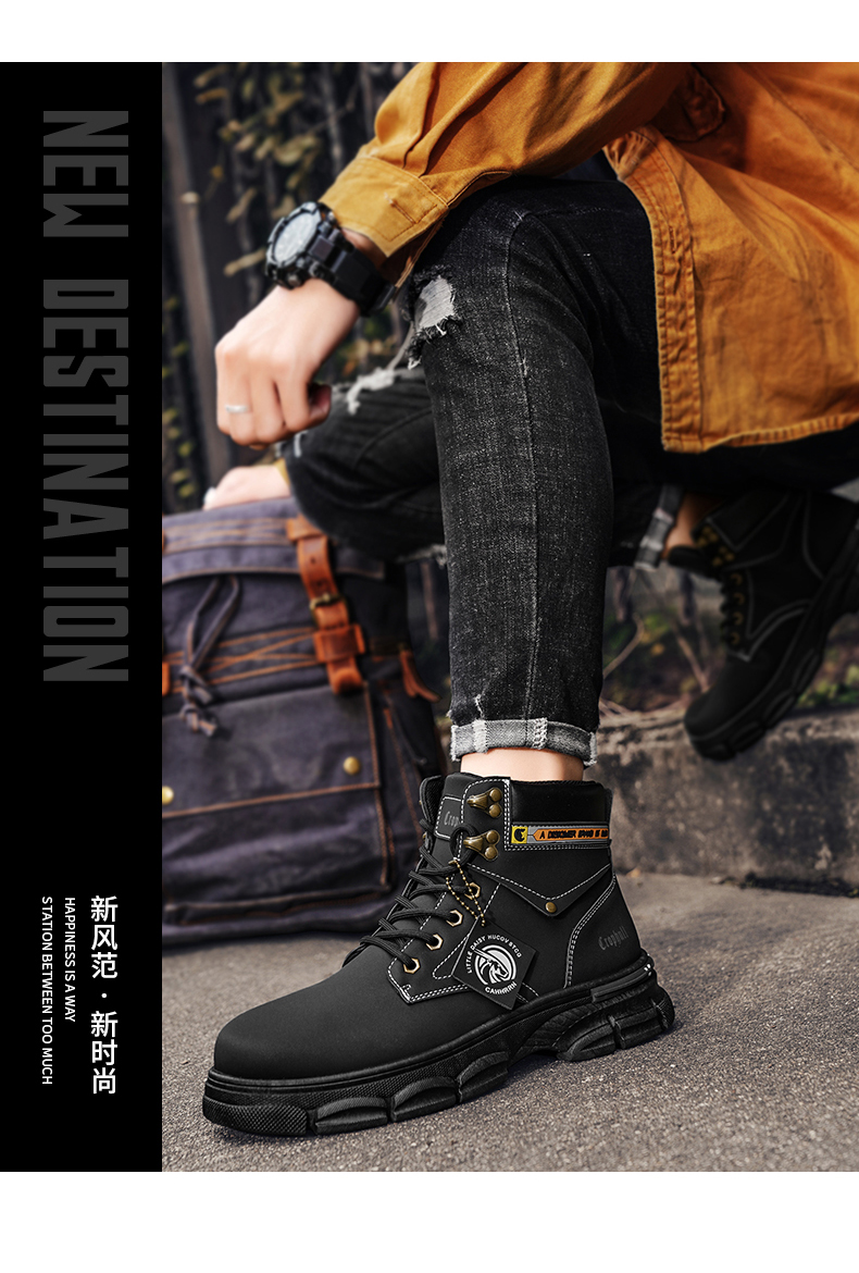 Platform Leather Men's Martin Boots - true deals club
