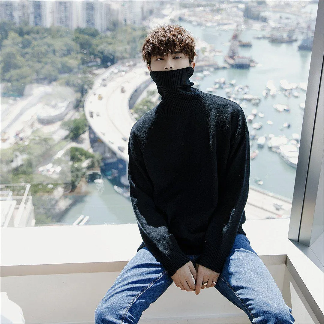 Maxct Black Loose Turtleneck Sweater