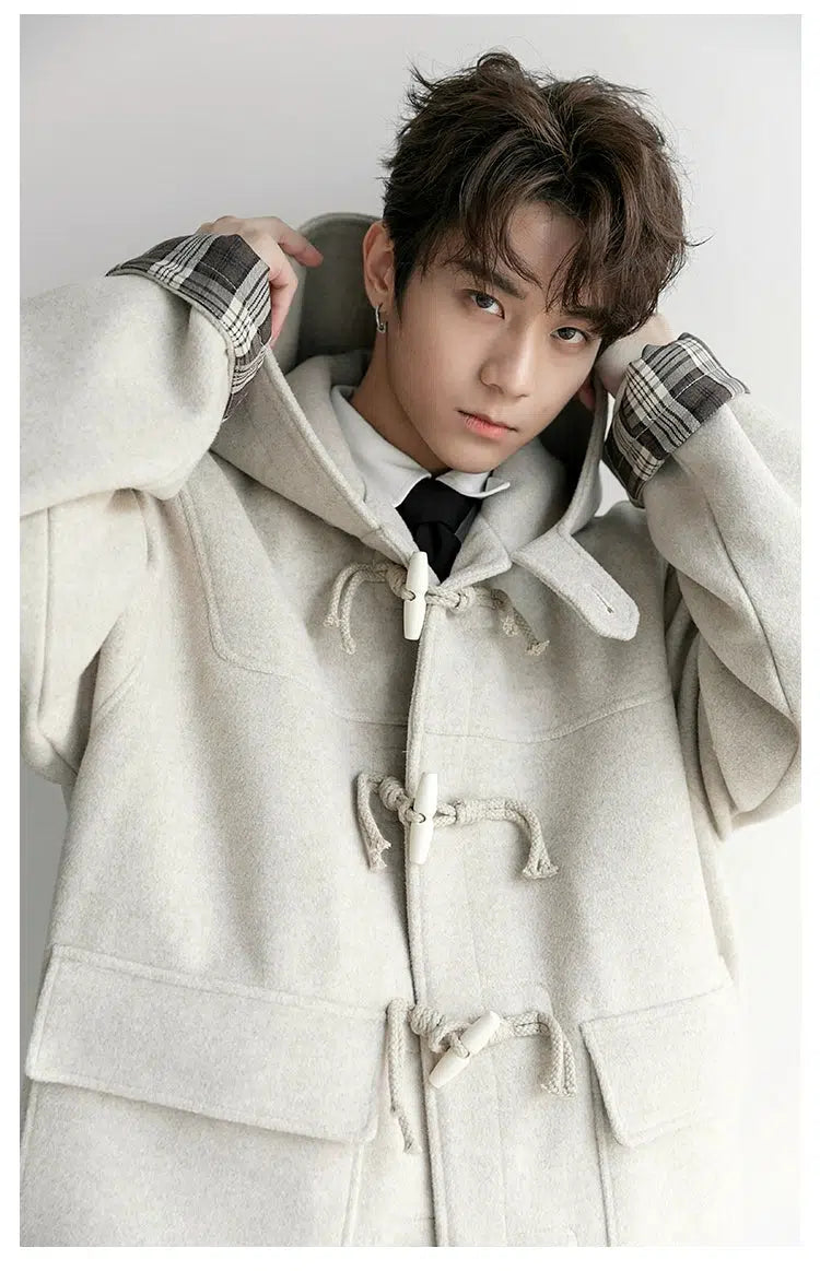 Maxct Horn Button Hooded Wool Coat