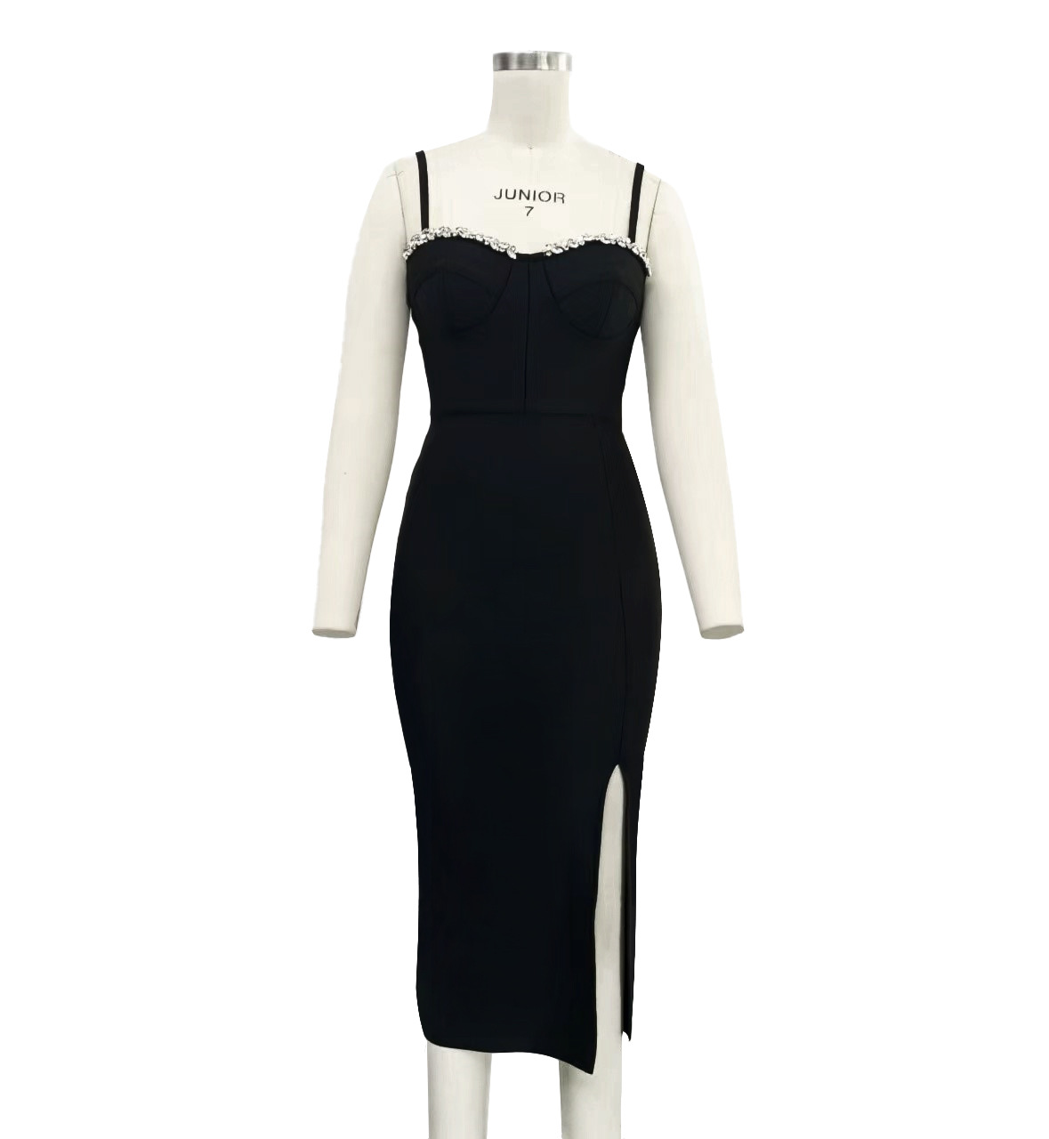Women's Bandage Thai Strap Rhinestone Split Bandage Dress Sexy Banquet Dress