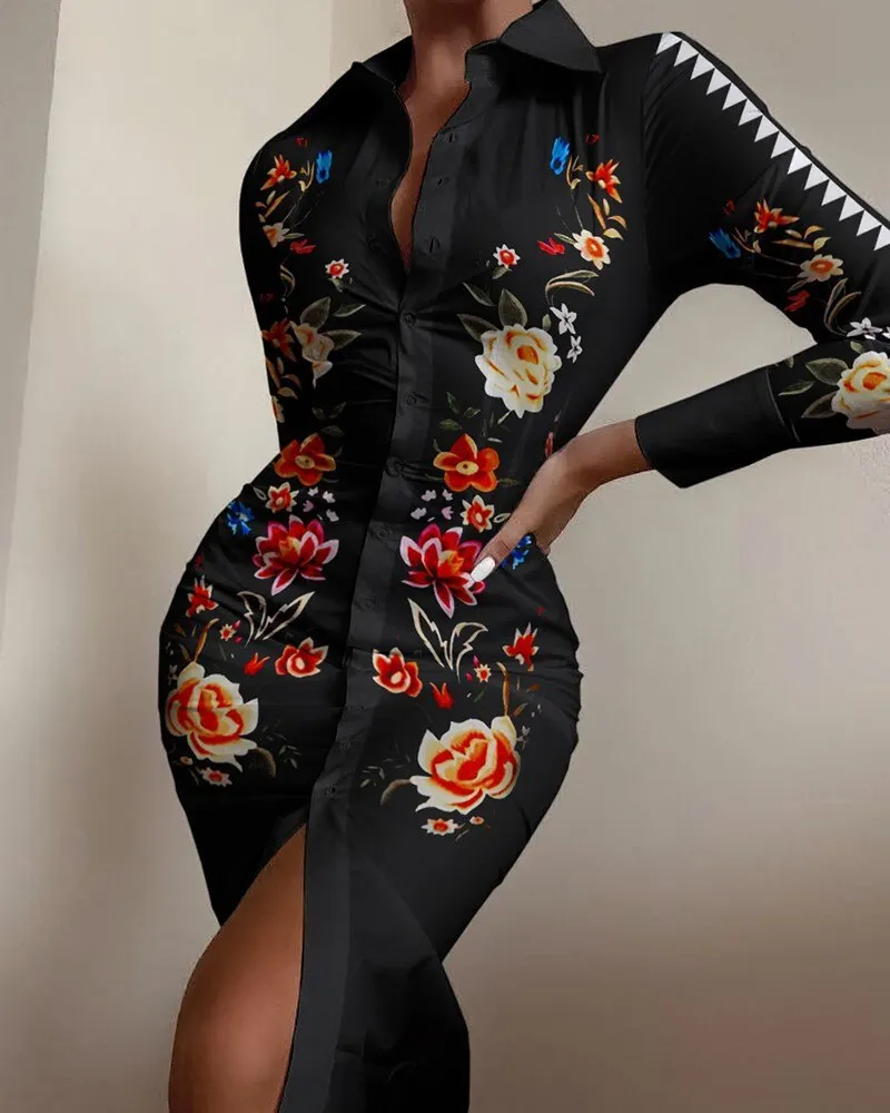 Women's Printed Long Sleeve Dress Casual Bandage Mini A-line Dresses Sexy Party Summer Feminias Vestidos Women Clothes