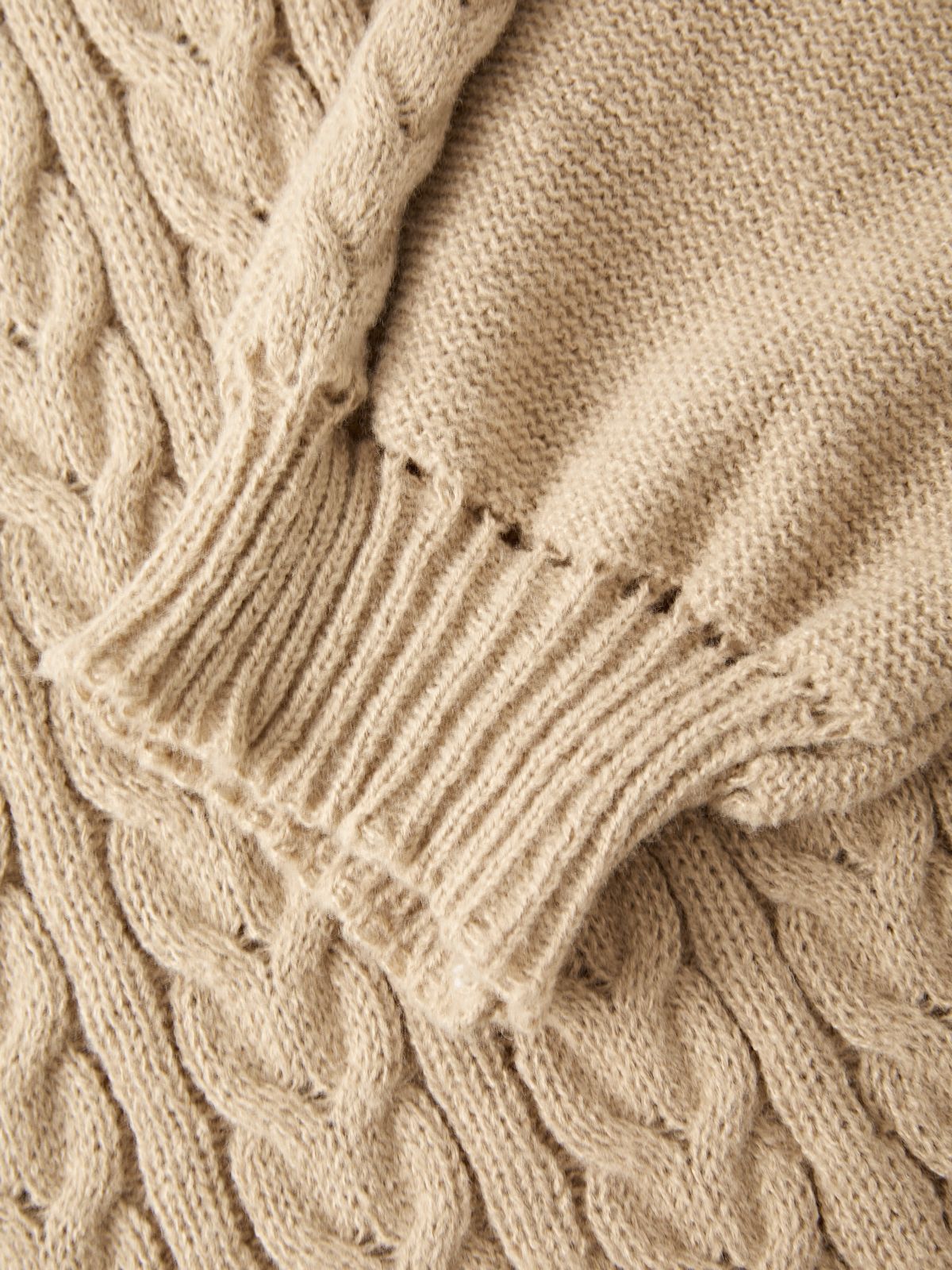 V Neck Cable Knit Long Sleeve Mini Dress Maxct