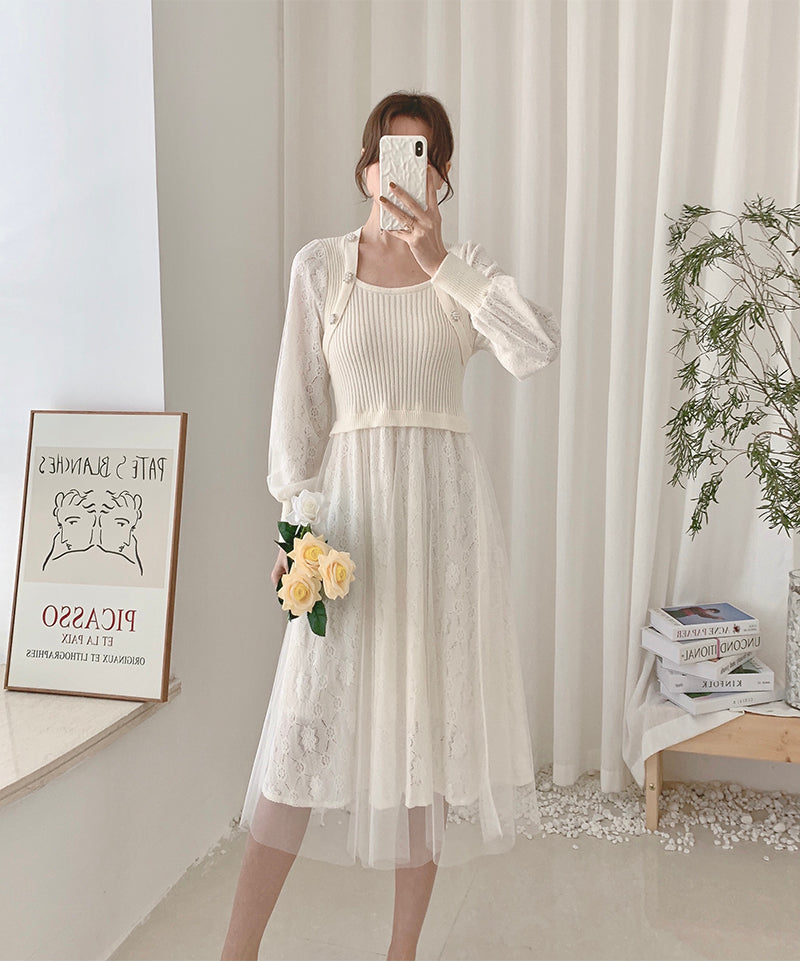 Lace Knit Sweater Dress Maxct