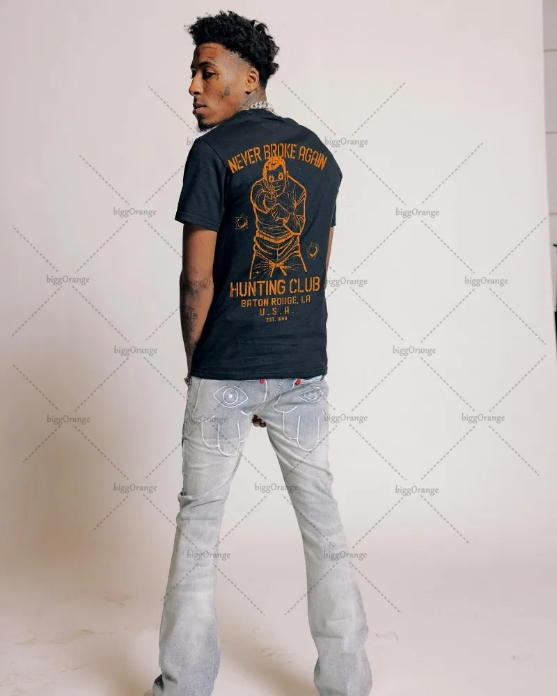 European and American trendy brand new clothing printed oversized T-shirt men Y2K high street hip-hop loose casual short-sleeved