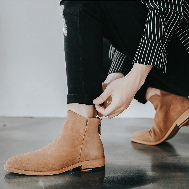 Men's England Ankle Boots Zip Genuine Leather - true deals club