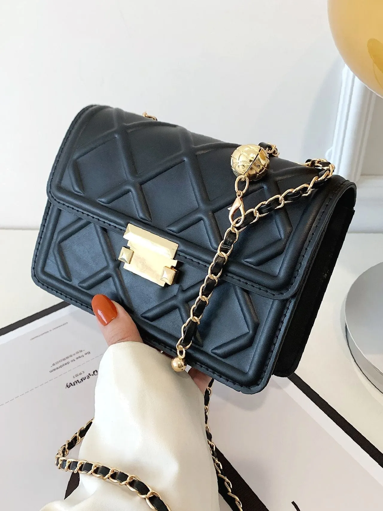 Bag For Love - Minimalist Textured Flap Square Bag  - Women Maxct Bags