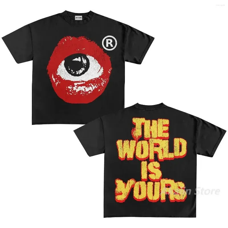 Maxct 90S Streetwear Men'S T-Shirt Retro Trend Portrait Print Short Sleeve T-Shirt Y2K Gothic Harajuku Hip Hop Couple Casual Loose 0924