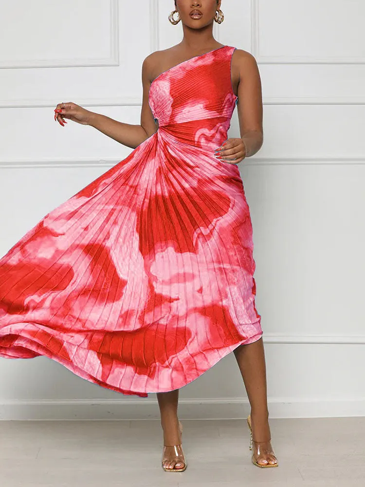 One Shoulder Pleated Dress Maxct