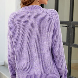 Maxct &Waffle-Knit Round Neck Reglan Sleeve Sweater