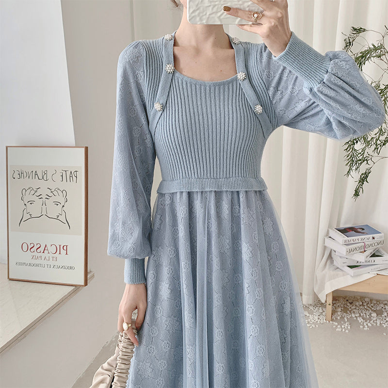 Lace Knit Sweater Dress Maxct