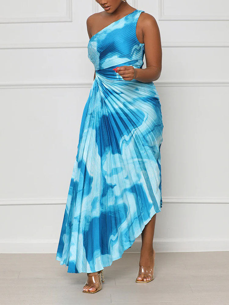 One Shoulder Pleated Dress Maxct