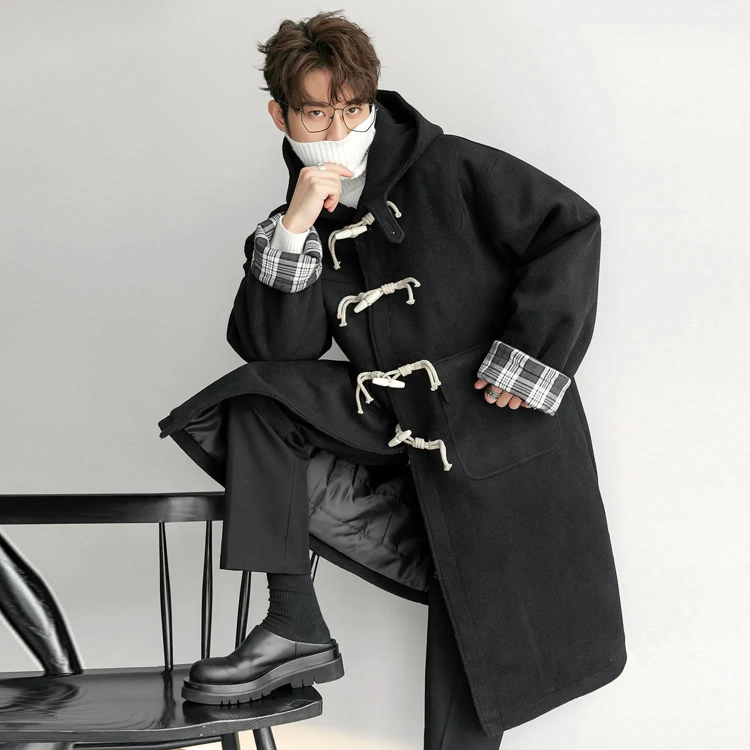 Maxct Horn Button Hooded Wool Coat
