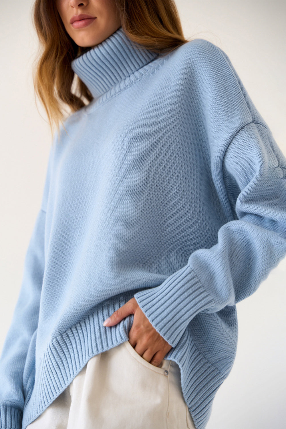 Maxct &Turtle Neck Dropped Shoulder Sweater
