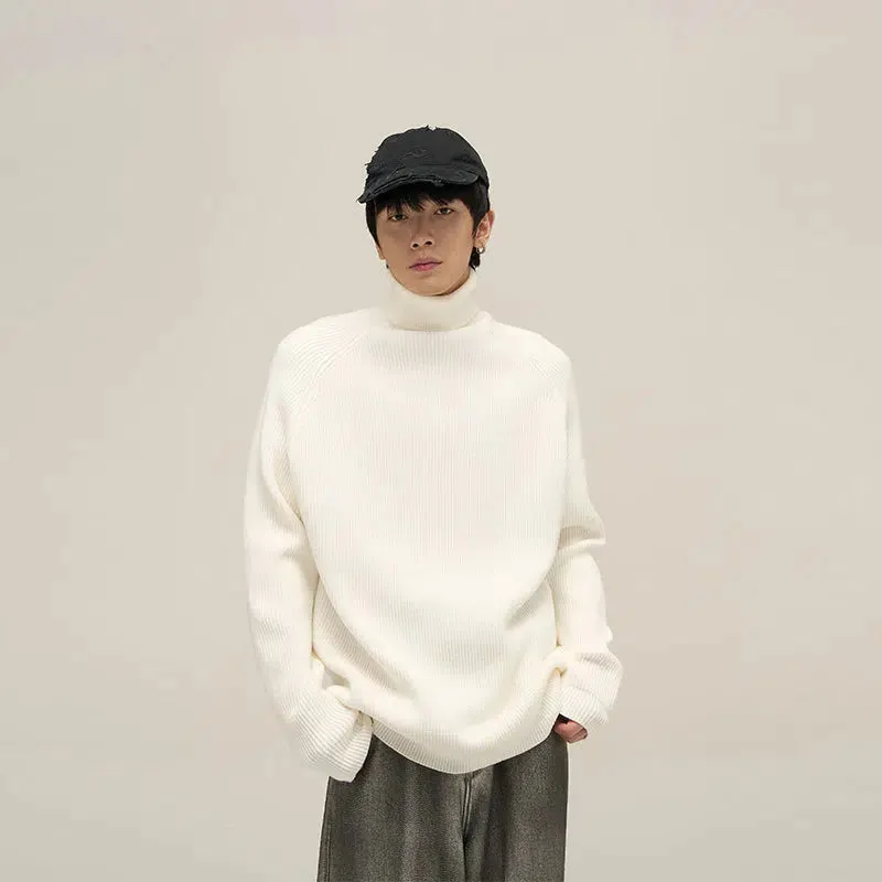 Maxct Solid Color Pleated Turtleneck Sweater