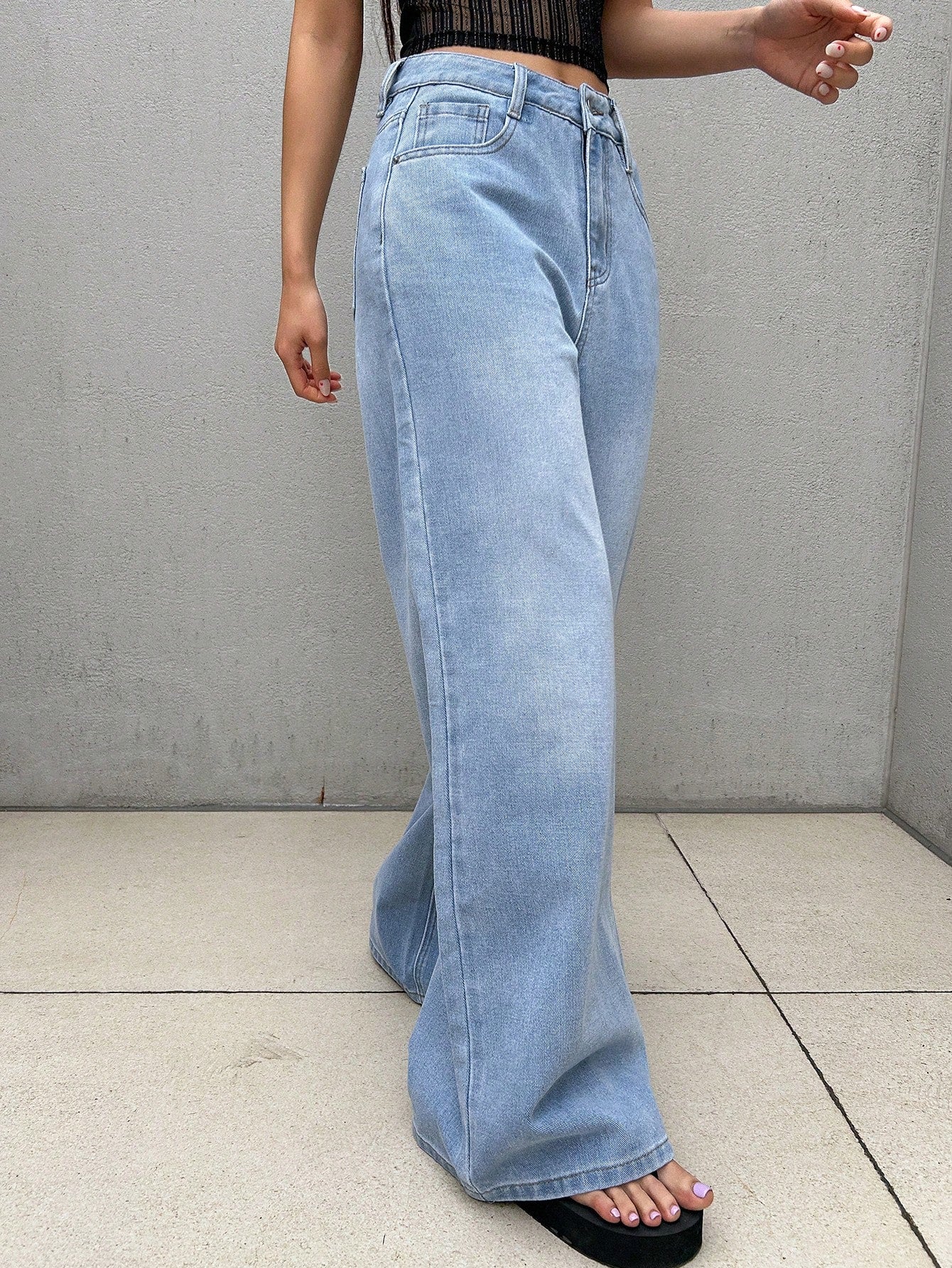 Maxct Women's Loose Fit Wide Leg Denim Pants With Pockets, Suitable For Daily And Casual Wear
