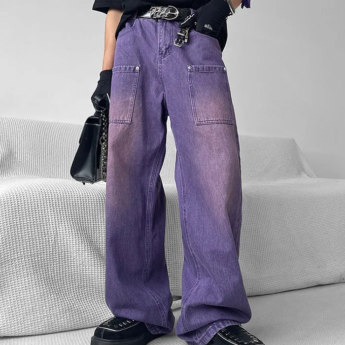 Grunge Purple Baggy Jeans Maxct