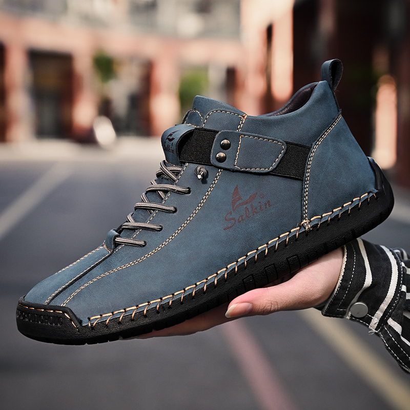 Handmade Design Sneakers Men's Casual Leather Ankle Boots