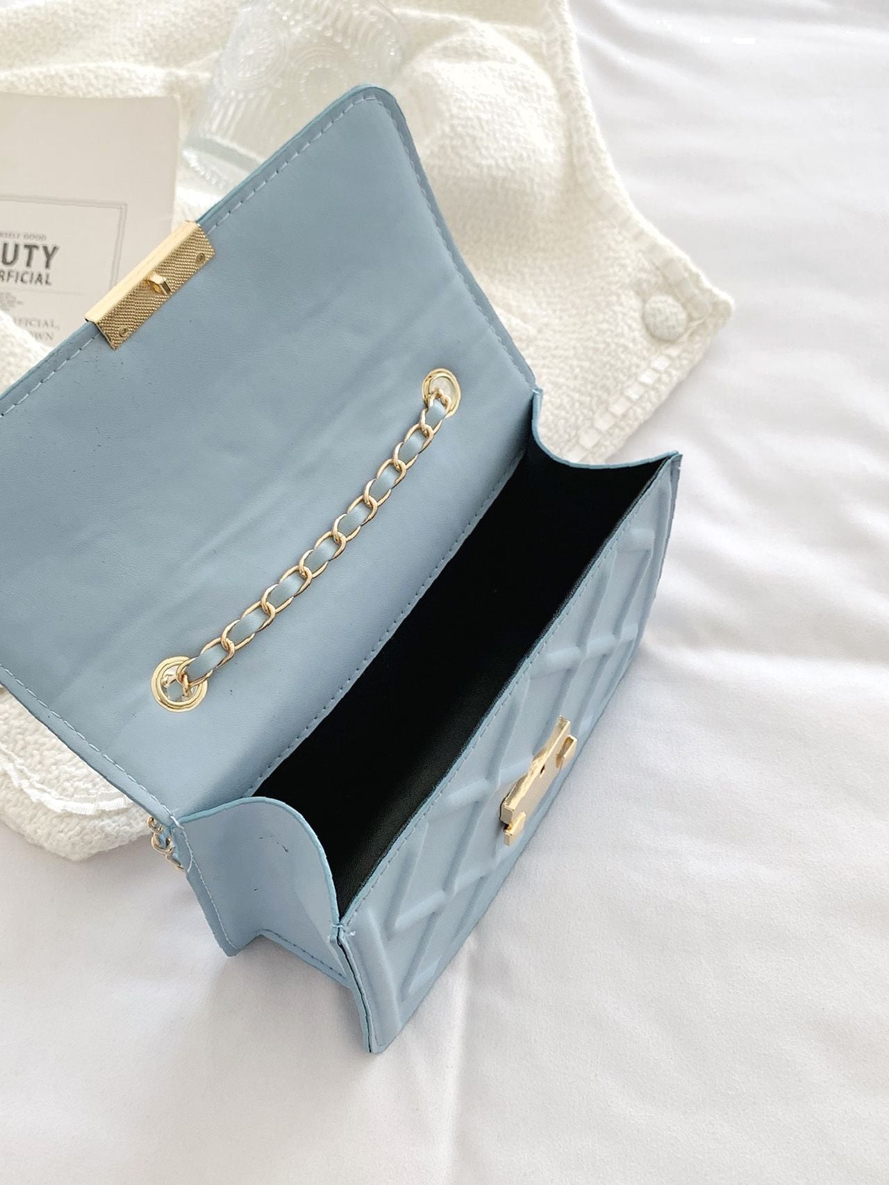 Bag For Love - Minimalist Textured Flap Square Bag  - Women Maxct Bags