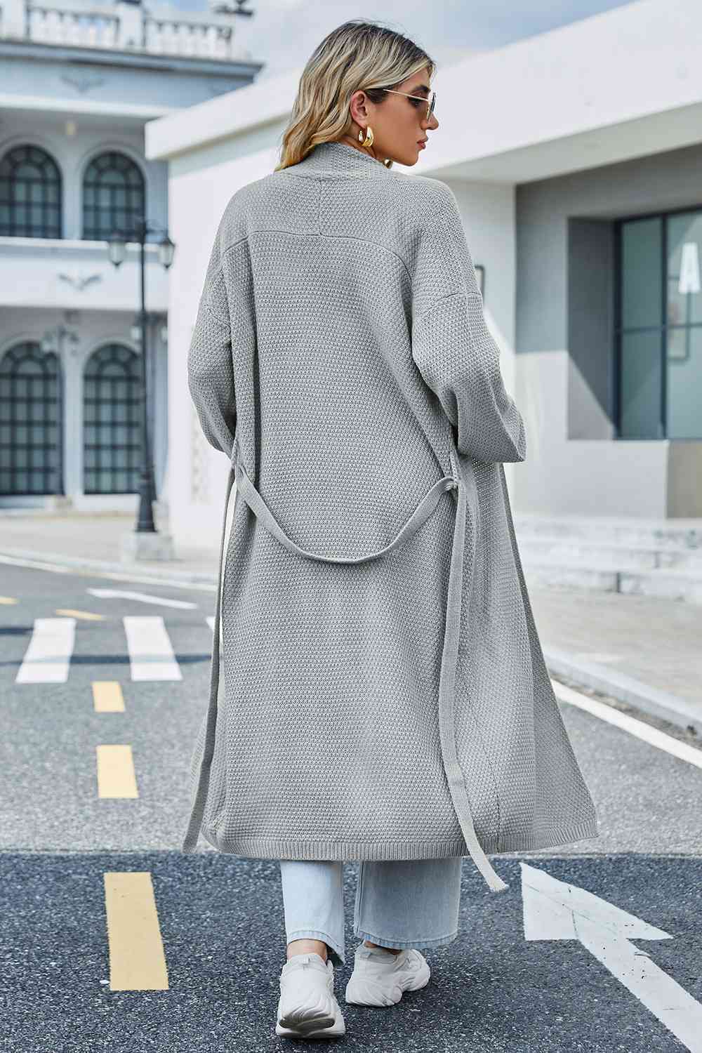 Maxct &Tie Waist Dropped Shoulder Cardigan