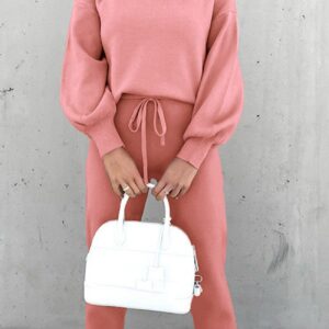 Maxct Mock Neck Puff Sleeve Sweatshirt Long Pants Suits