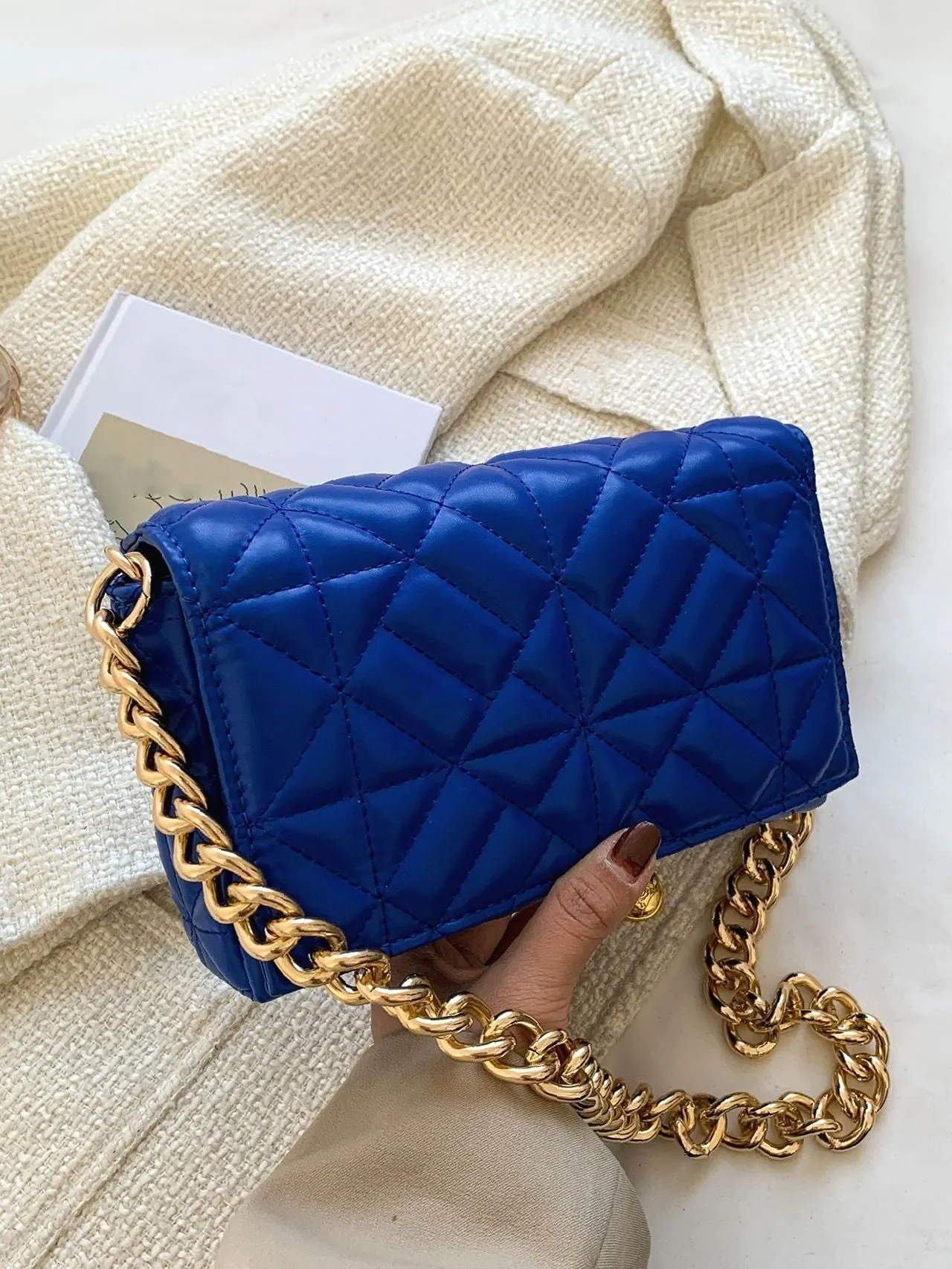 Bag For Love - Minimalist Quilted Flap Square Bag - Women Maxct Bags