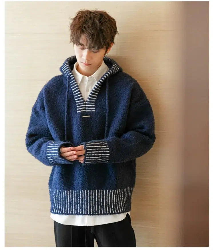 Maxct V-Neck Hooded Sweater