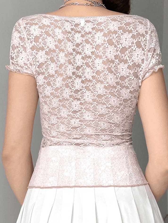 Maxct Lace Patchwork Crop Blouse
