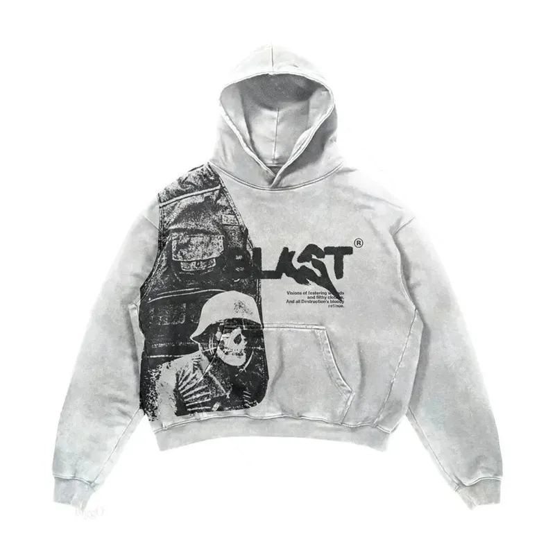 Maxct Hot Selling Street Skull Pullover Sweater Peripheral 3D Digital Printing Casual Loose Hooded Sweater