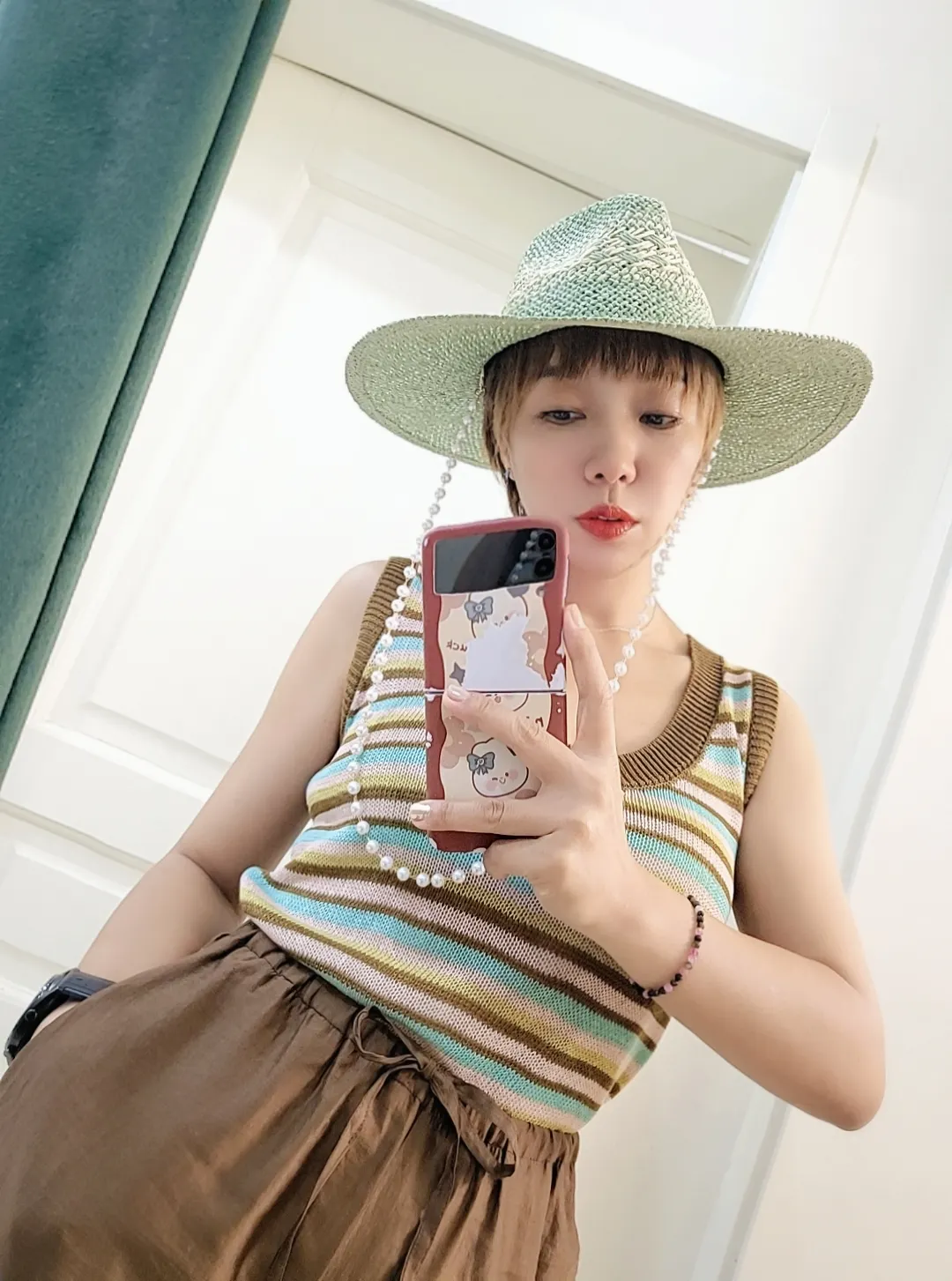 Straw Hat Japanese Style Black Brown Panama Women's Beach Big Brim