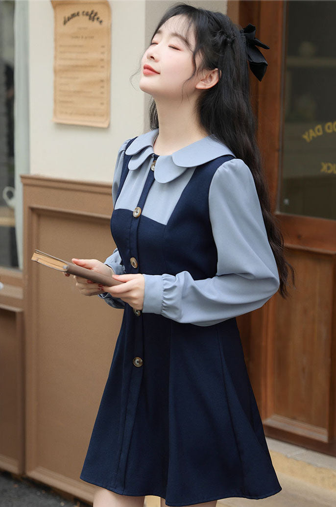 Scallop Collar Twofer Mini Dress Maxct