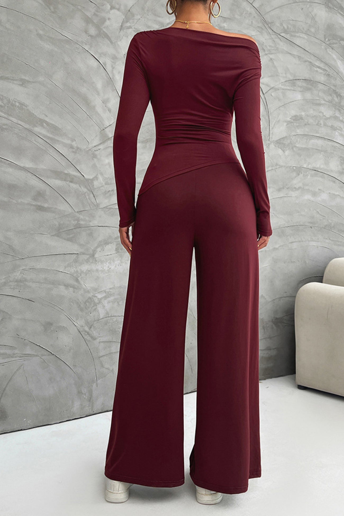 Maxct Drop Shoulder Tops Wide Leg Pants Set