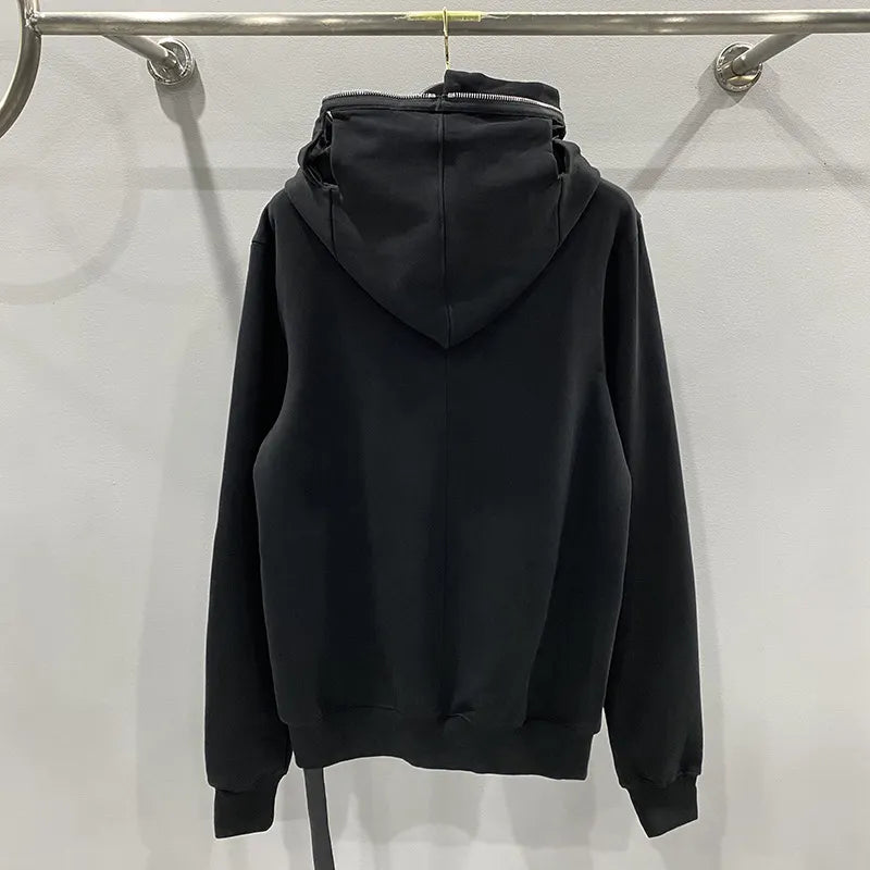 Black Hoodie Shark Zip-up Cotton for Men Maxct