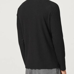 Maxct - Mens Solid High Neck Irregular Long Sleeve Sweater