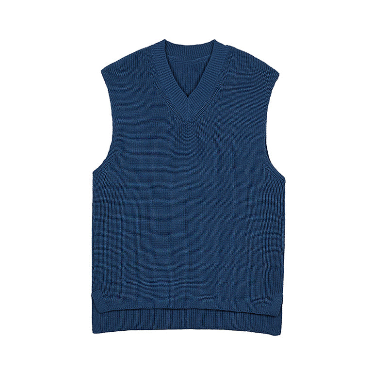 Maxct Solid V-Neck Knit Tank Top Sweater