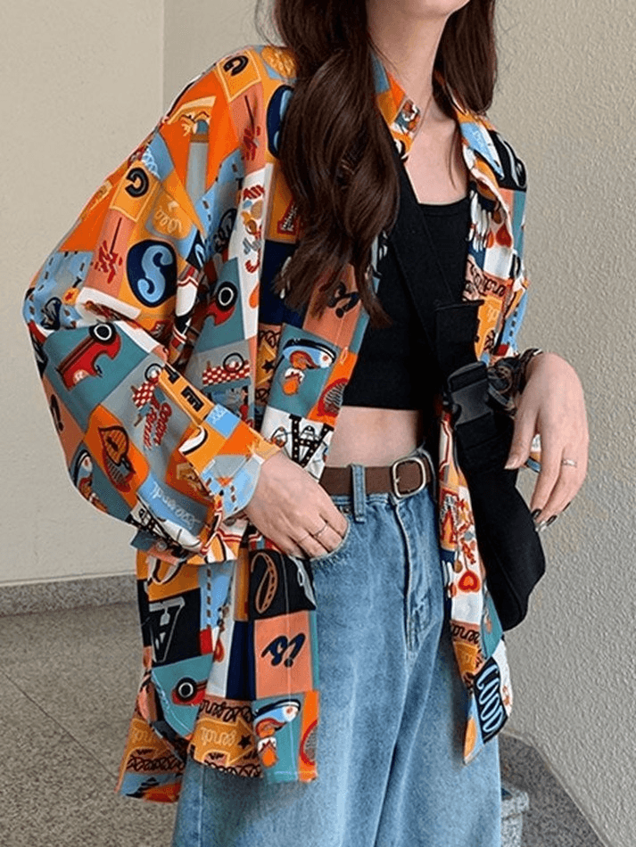 Maxct Vintage Mixed Print Long Sleeve Blouse