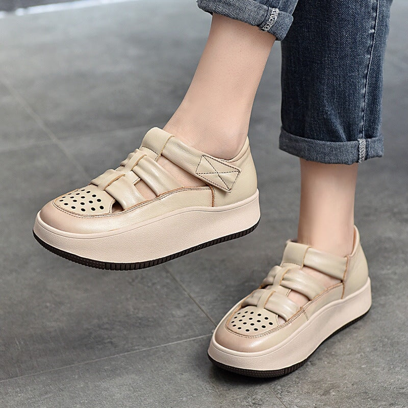 Touch-strap Perforated Platform Sneakers Maxct