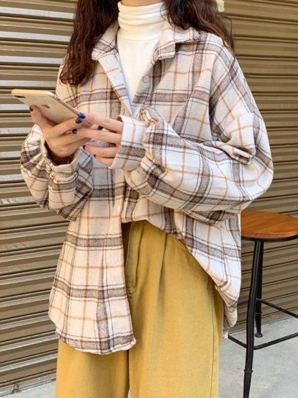 Maxct Checkered Print Button Blouse