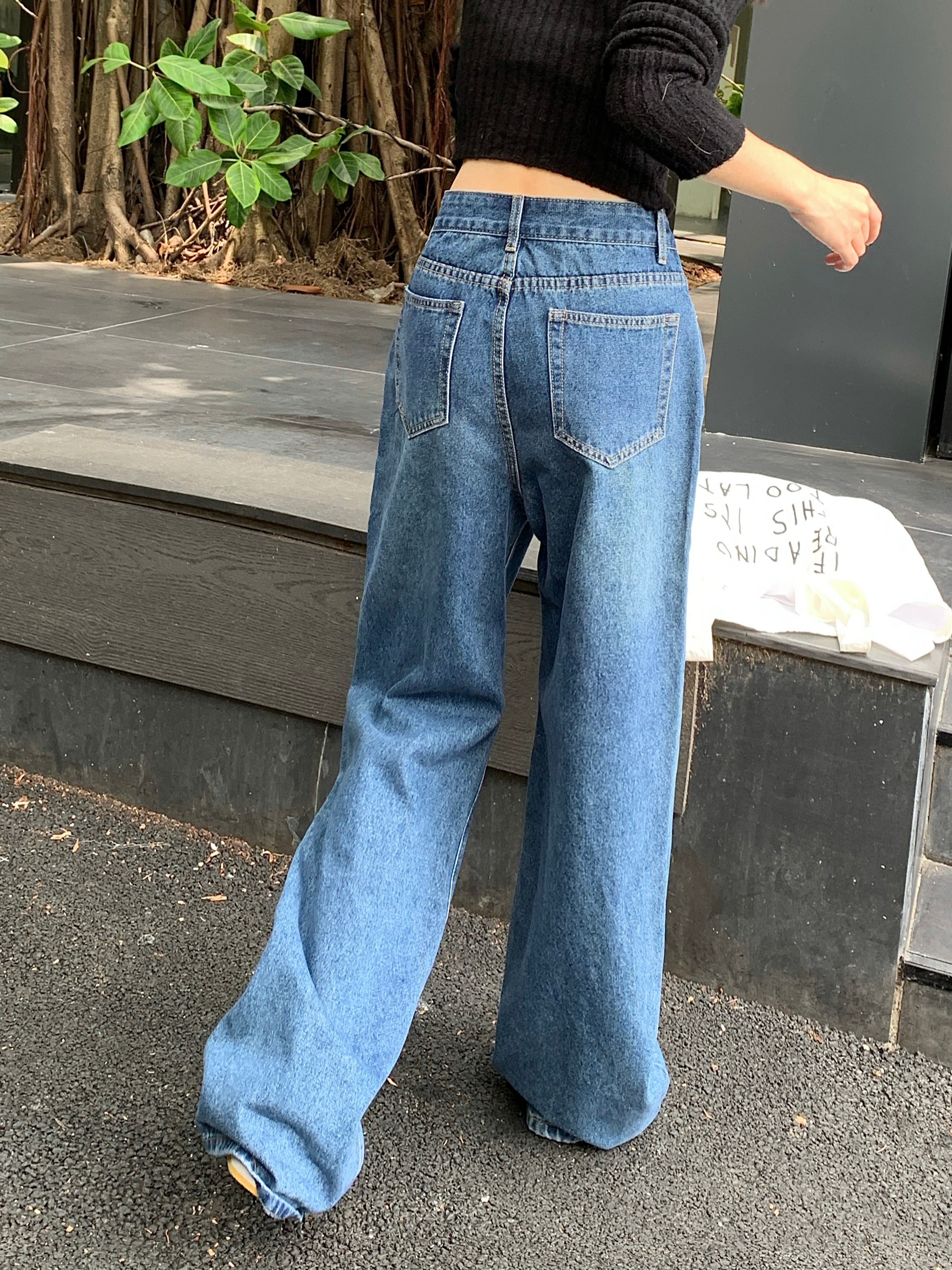 Maxct Women's Casual Wide Leg Denim Pants For Daily Wear Or Travel, With Pockets