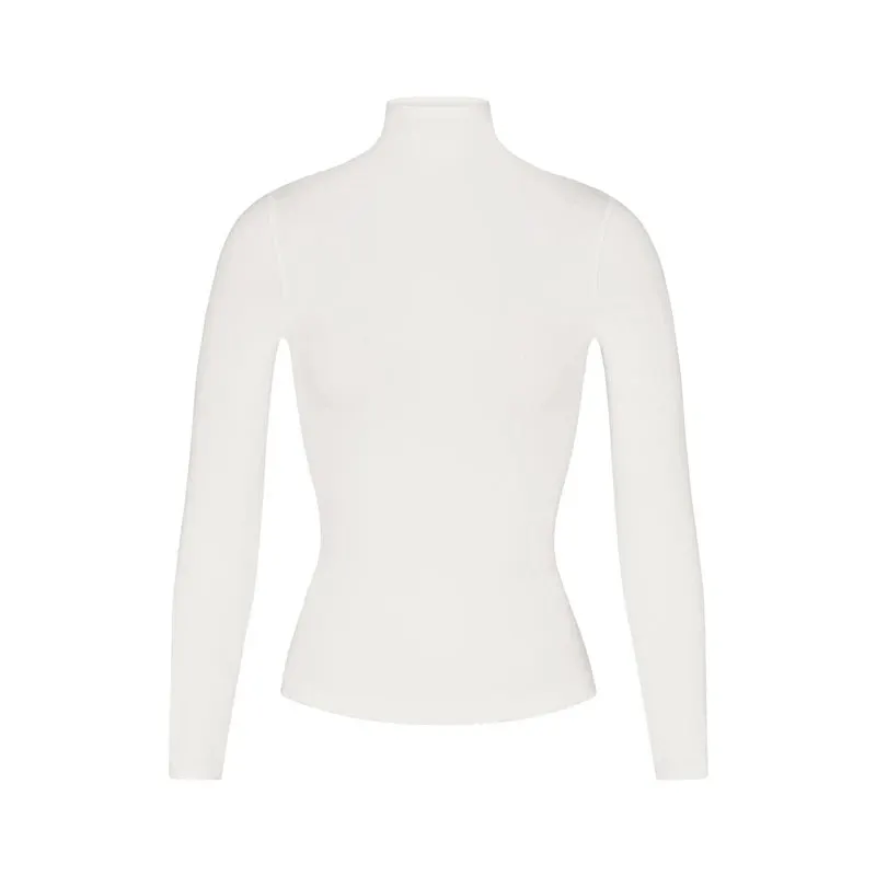 Maxct Solid Color Slim Fit T-shirt Women Spring Autumn Basic Crop Tops Casual Long Sleeve High Neck Female Fashion Tees Clothes