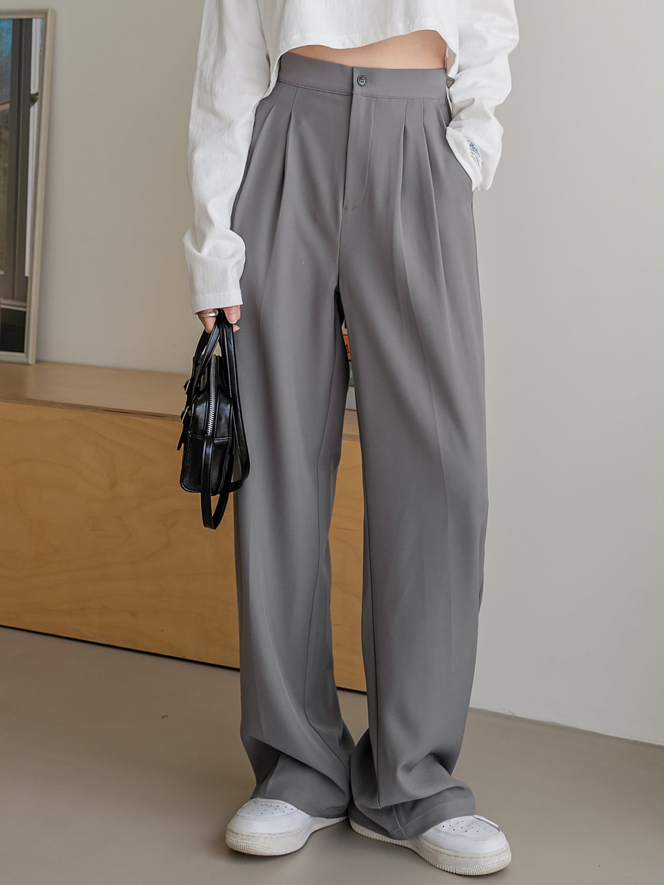 Maxct Solid High Rise Tailored Pants