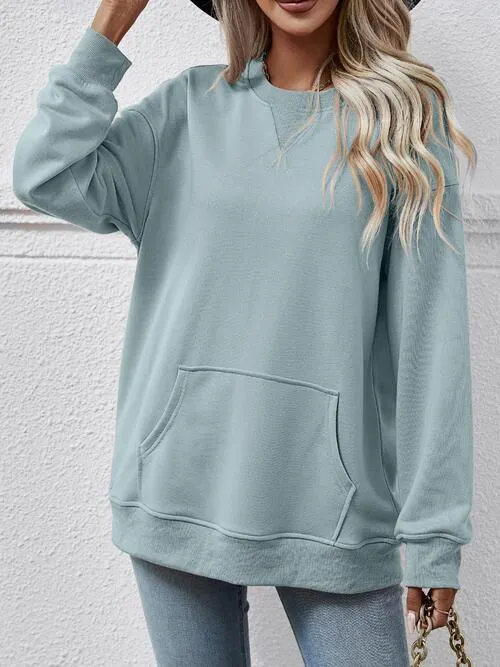Maxct &Round Neck Long Sleeve Sweatshirt