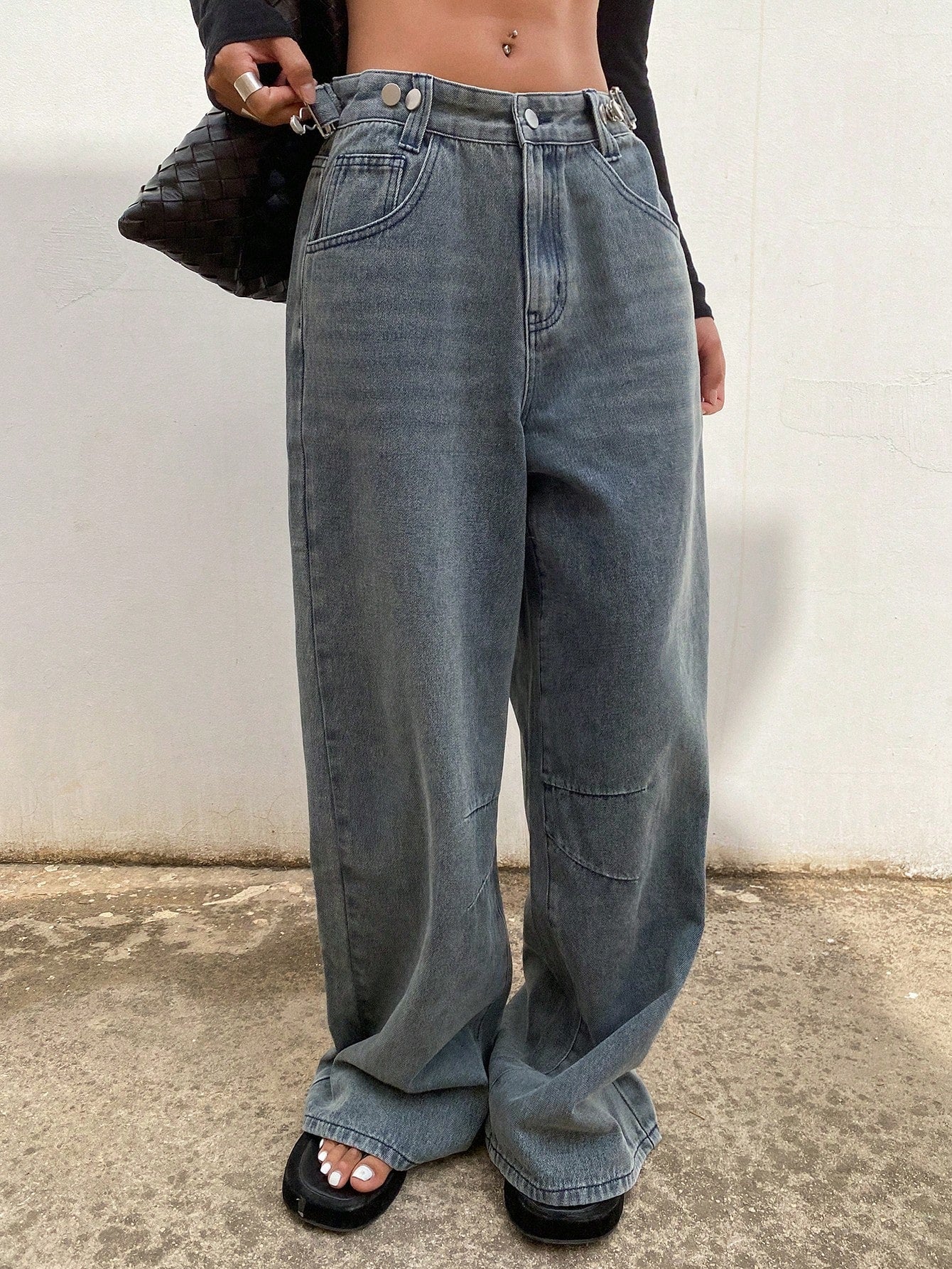 Maxct Ladies' Flared Jeans, Vintage Washed Denim Wide Leg Pants